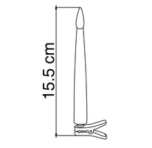 Schiță a unei lumânări de Crăciun cu clips de prindere și o înălțime totală de 15,5 centimetri.