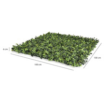 Panou de gard viu artificial cu frunze verzi, 100 centimetri pe 100 centimetri, înălțime 6 centimetri.
