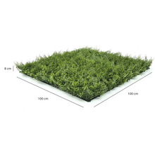 Gard viu artificial 100 x 100 centimetri cu o înălțime de 8 centimetri, panou pătrat cu plante artificiale pe suport de plastic.