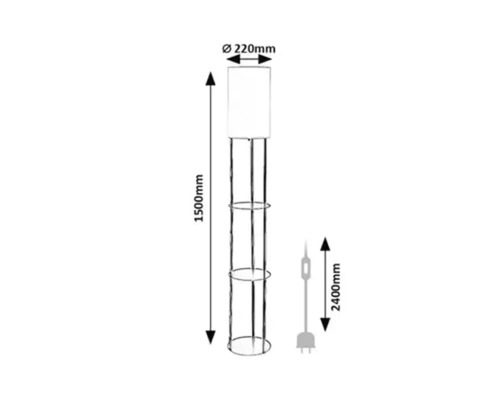 Lampadar Rabalux Bronn E27 40W, H 150 cm, negru