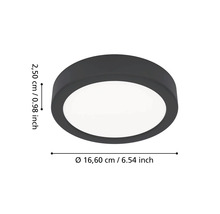 Plafonieră LED rotundă, diametru 16,60 centimetri, înălțime 2,50 centimetri.