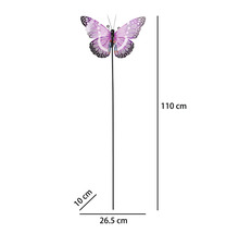 Tijă metalică Lafiora cu fluture H 110 cm lila