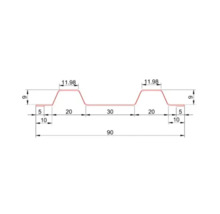 Desen tehnic al secțiunii transversale a unei table cutate cu dimensiuni în milimetri.
