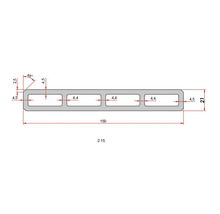 Desen tehnic al unui profil tubular cu dimensiuni în milimetri.