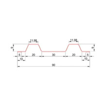 Desen tehnic cu dimensiunile secțiunii transversale a unei table profilate trapezoidale.