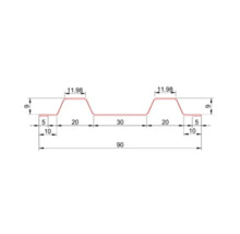 Desen tehnic al unui profil de tablă trapezoidală cu dimensiuni în milimetri pentru planificarea construcției.