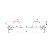 Desen tehnic cu dimensiuni ale unei table profilate în secțiune transversală