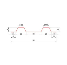 Desen tehnic al secțiunii transversale a tablei trapezoidale cu dimensiuni în milimetri.