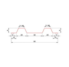 Desen tehnic al unui profil de tablă trapezoidală cu dimensiuni detaliate în milimetri.