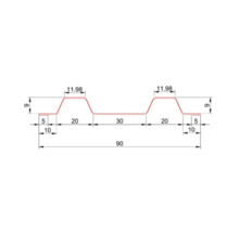 Desen tehnic cu dimensiuni ale unei table profilate în secțiune transversală