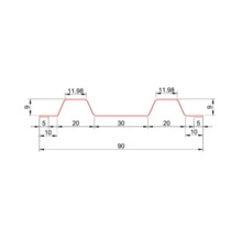 Desen tehnic cu dimensiuni ale unei table profilate în secțiune transversală
