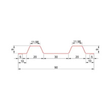 Desen tehnic al secțiunii transversale a unei table profilate trapezoidale cu dimensiuni în milimetri.