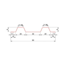 Desen tehnic al secțiunii transversale a unei table trapezoidale cu dimensiuni în milimetri.