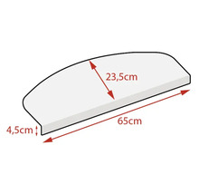 Covoras pentru trepte semicircular cu dimensiunile 65 cm pe 23,5 cm pe 4,5 cm