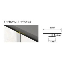 Diagramă tehnică a unui profil T cu dimensiuni de 30 milimetri lățime și 4,5 milimetri înălțime.
