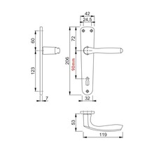 Mânere cu șild ușă interior Hoppe Milano 90/206 mm, pentru cheie BB, argintiu-thumb-1