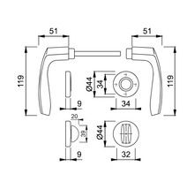 Desen tehnic mâner de ușă cu dimensiuni