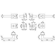 Desen tehnic cu dimensiunile mânerului de ușă