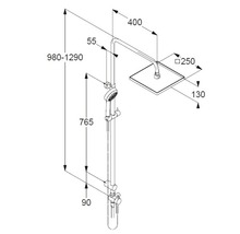 Desen tehnic al unei baterii de duș cu dimensiuni