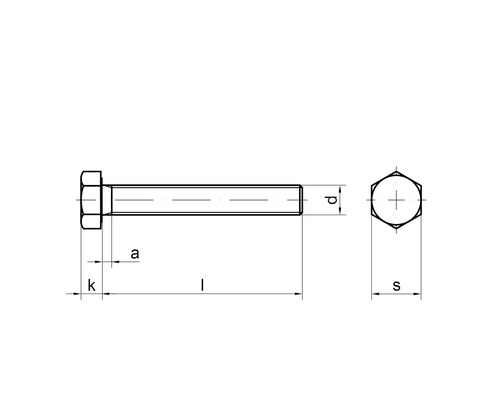 Desenul unui șurub cu cap hexagonal cu dimensiuni
