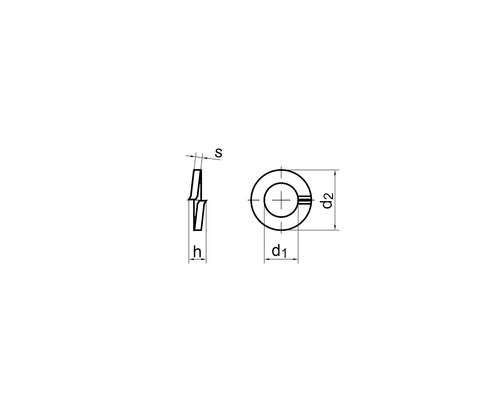 Desen tehnic al unei șaibe elastice cu specificații dimensionale