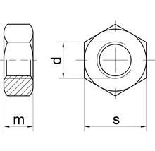 Desen tehnic al unei piulițe hexagonale cu dimensiuni