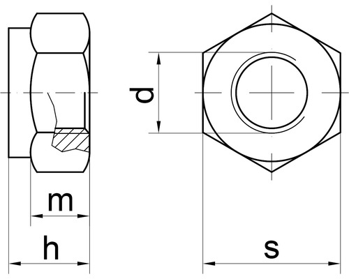 Desen tehnic al unei piulițe cu dimensiuni