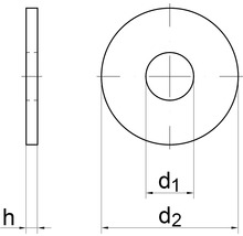 Desen tehnic al unei șaibe metalice cu dimensiuni