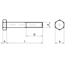 Desen tehnic al unui șurub hexagonal cu dimensiuni