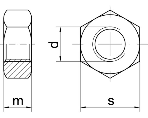 Desen tehnic al unei piulițe hexagonale cu dimensiuni