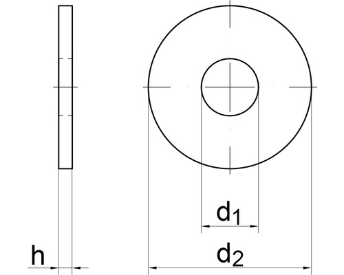 Desen cu o șaibă cu dimensiunile diametrului și înălțimii
