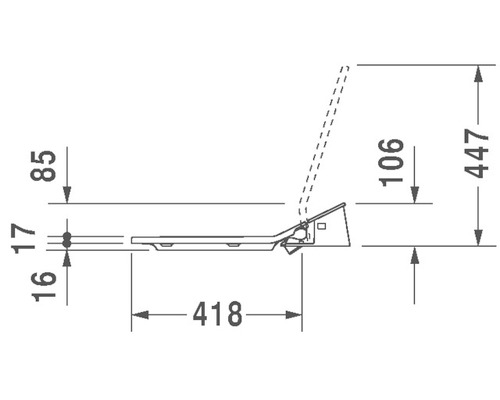 Desen tehnic al unui capac de toaletă cu dimensiuni