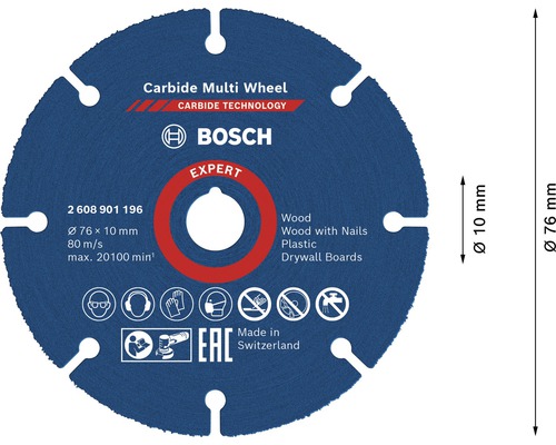 Disc debitare carbid Bosch Carbide Multiwheel Ø76x10 mm | HORNBACH