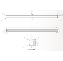 Desen tehnic al unei protecții de margine cu dimensiuni