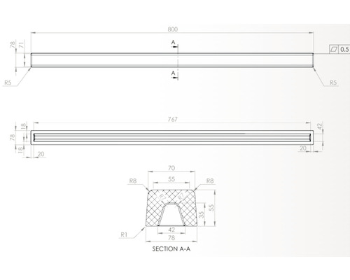 Desen tehnic al unui profil cu cote.