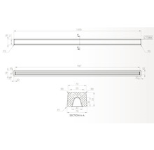 Desen tehnic al unui element de construcție cu indicații de dimensiuni