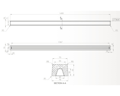 Desen tehnic cu cote pentru un element de construcție