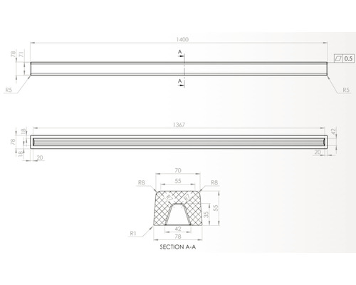 Desen tehnic cu dimensiunile produsului