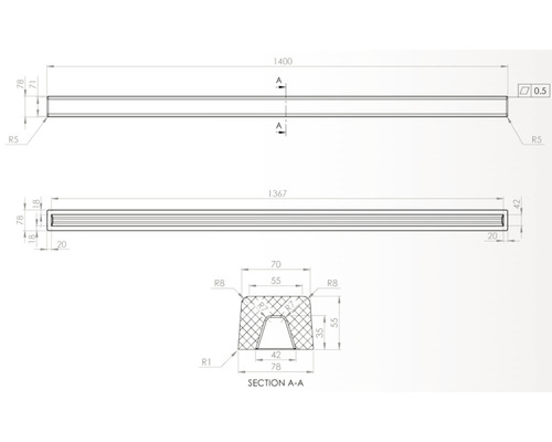 Desen tehnic cu dimensiunile produsului