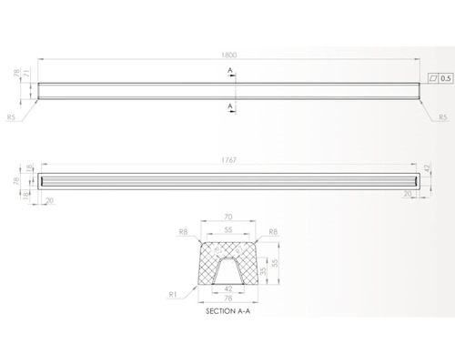 Desen tehnic cu dimensiunile unei piese de prelucrat