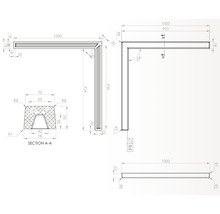 Desen tehnic al unui profil de protecție a muchiilor cu dimensiuni