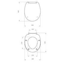 Desen tehnic al unui capac de toaletă cu dimensiuni
