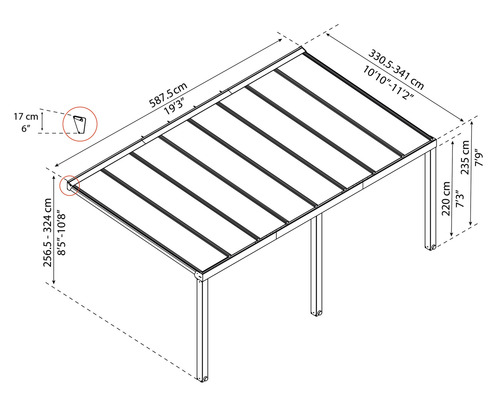 Desen tehnic al unui pavilion cu dimensiuni