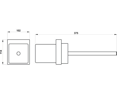 Desen tehnic al unui set de perii WC cu dimensiuni