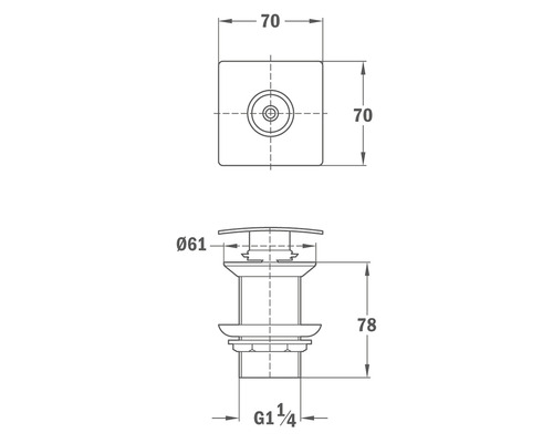 Desen tehnic al unei supape de scurgere cu dimensiuni