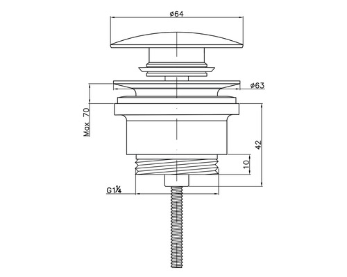 Desen tehnic al unei supape de scurgere cu indicații de dimensiuni