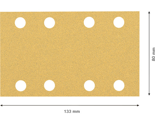 Foaie de șmirghel cu opt găuri, 80 x 133 milimetri