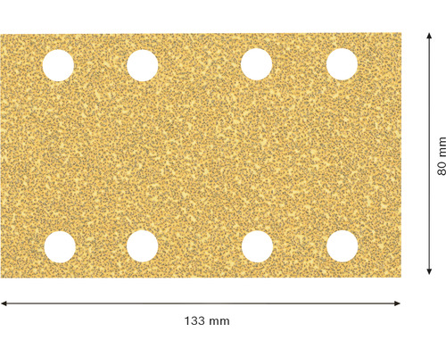 Șmirghel cu opt găuri, dimensiune 133 mm x 80 mm