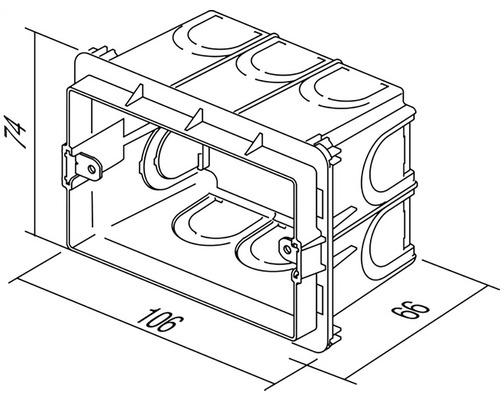 Cutie de aparat cu dimensiunile 106 x 66 x 74 mm