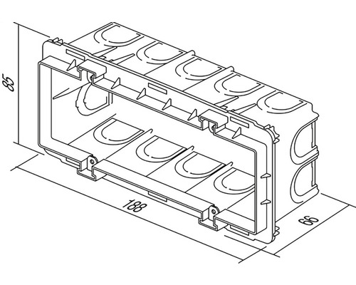 Desen tehnic al unei doze de aparat cu dimensiunile 85, 188 și 66 milimetri.